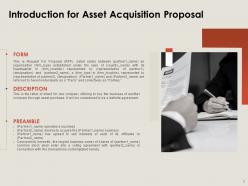 Asset acquisition proposal powerpoint presentation slides