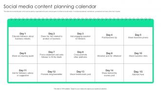 Social Media Content Planning Calendar Plan To Assist Organizations In Developing MKT SS V