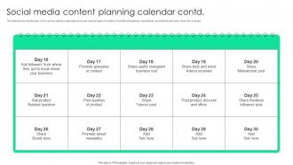 Social Media Content Planning Calendar Plan To Assist Organizations In Developing MKT SS V Visual Appealing