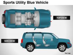 Sports utility blue vehicle side view powerpoint presentation slides