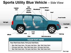 Sports utility blue vehicle side view powerpoint presentation slides