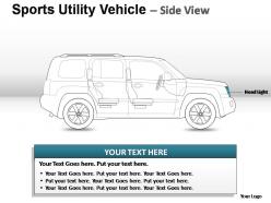 Sports utility blue vehicle side view powerpoint presentation slides