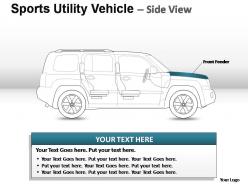 Sports utility blue vehicle side view powerpoint presentation slides