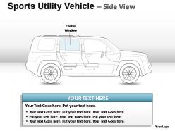 Sports utility blue vehicle side view powerpoint presentation slides