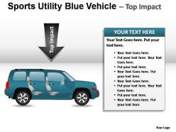 Sports utility blue vehicle side view powerpoint presentation slides