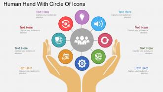 Sr human hand with circle of icons flat powerpoint design