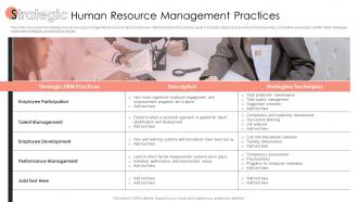 Strategic Human Resource Management Practices