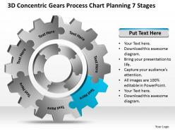 Strategy consultant 3d concentric gears process chart planning 7 stages powerpoint templates 0527