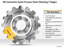 Strategy consultant 3d concentric gears process chart planning 7 stages powerpoint templates 0527