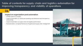 Supply Chain And Logistics Automation For Improving Transparency And Visibility Of Operations Complete Deck