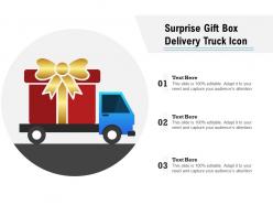 Surprise gift box delivery truck icon