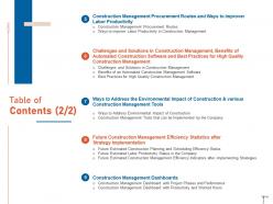 Table of contents construction management strategies for maximizing resource efficiency