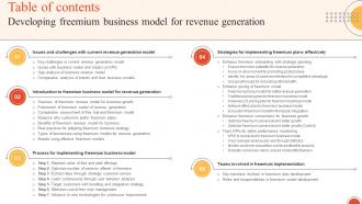 Table Of Contents Developing Freemium Business Model For Revenue Generation