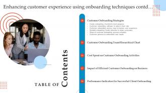 Table Of Contents Enhancing Customer Experience Using Onboarding Techniques Adaptable Appealing