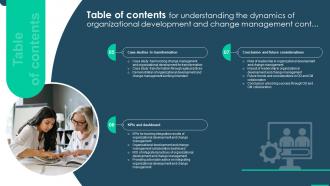 Table Of Contents For Understanding The Dynamics Of Development And Change Management CM SS Best Analytical