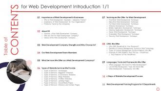 Table Of Contents For Web Development Introduction