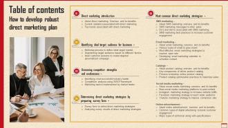 Table Of Contents How To Develop Robust Direct Marketing Plan MKT SS V