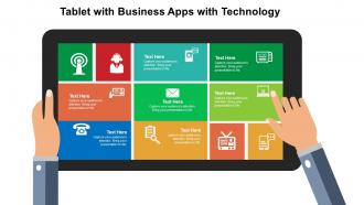 Tablet with business apps with technology flat powerpoint design