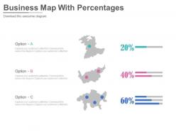 Three business maps with percentages powerpoint slides