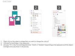 Three colored tags and icons for financial process powerpoint slides