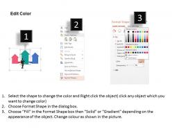 Three growth arrows with business man flat powerpoint design