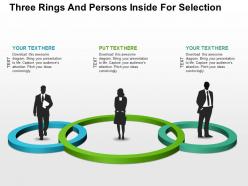 Three rings and persons inside for selection flat powerpoint design