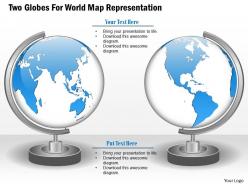 Two globes for world map representation ppt presentation slides