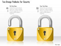 Two orange padlocks for security ppt slides