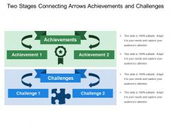 Two stages connecting arrows achievements and challenges