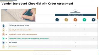 Vendor scorecard checklist with order assessment ppt outline graphic images