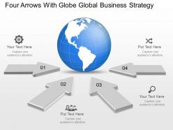 Vq four arrows with globe global business strategy powerpoint template