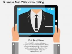 Vs business man with video calling flat powerpoint design