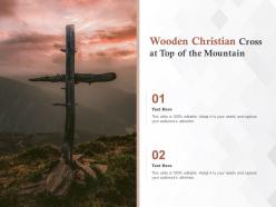 Wooden christian cross at top of the mountain