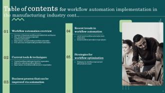 Workflow Automation Implementation In The Manufacturing Industry Powerpoint Presentation Slides