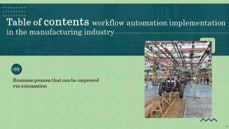 Workflow Automation Implementation In The Manufacturing Industry Powerpoint Presentation Slides