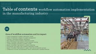 Workflow Automation Implementation In The Manufacturing Industry Powerpoint Presentation Slides