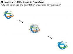 World map globe with two arrows ppt presentation slides