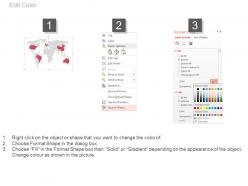 World map with financial revenue locations powerpoint slides