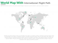 World map with international flight path powerpoint slides