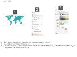 World map with linear timeline for business powerpoint slides