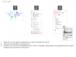 World map with location icons for contact us powerpoint slides