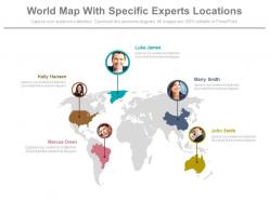 World map with specific experts locations powerpoint slides