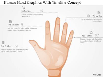 0115 human hand graphics with timeline concept powerpoint template