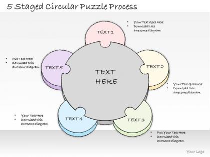 0614 business ppt diagram 5 staged circular puzzle process powerpoint template