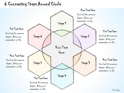 0614 business ppt diagram 6 connecting steps around circle powerpoint template