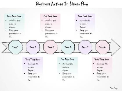 0614 business ppt diagram business actions in linear flow powerpoint template