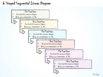 0714 business ppt diagram 6 staged sequential linear diagram powerpoint template