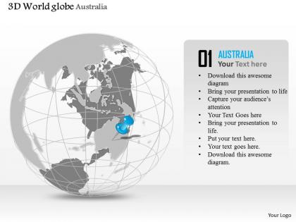 0914 business plan 3d globe with location pin on australia powerpoint presentation template