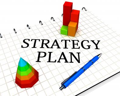 0914 word of strategy plan and tool stock photo