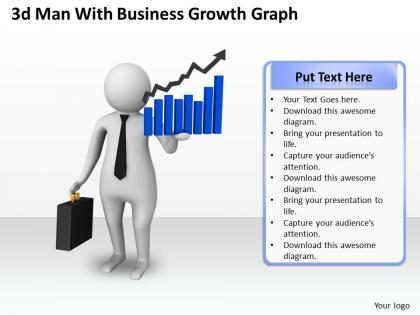 1013 3d man with business growth graph ppt graphics icons powerpoint